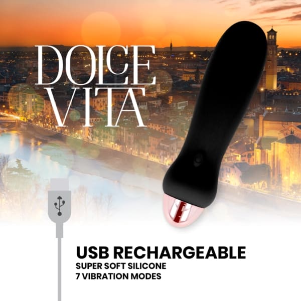 DOLCE VITA - RECHARGEABLE VIBRATOR FIVE BLACK 7 SPEEDS 4